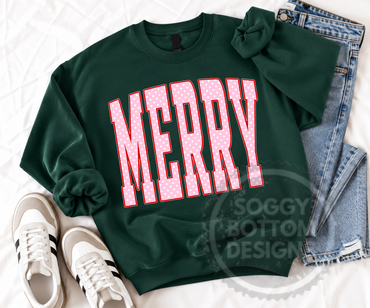 Merry Polka Dot Christmas Tee or Sweatshirt