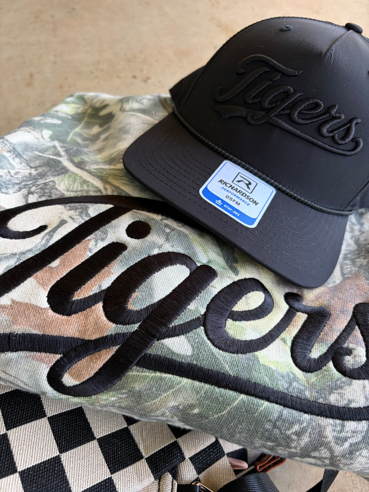 Camo Tigers Script Crewneck