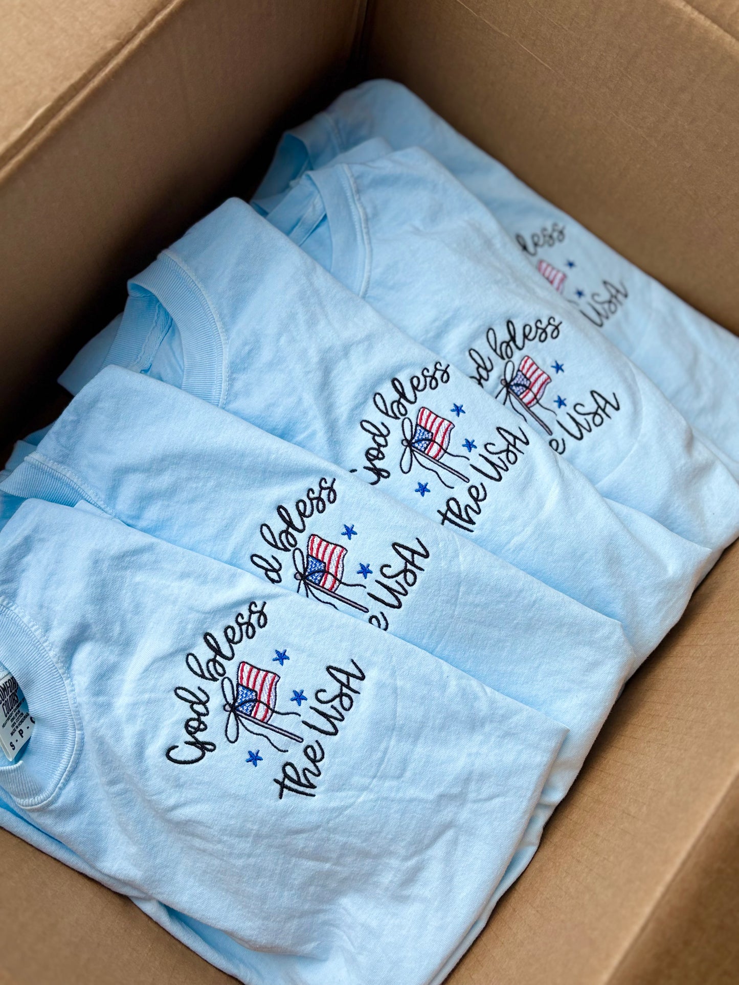 God Bless the USA Embroidered Tee
