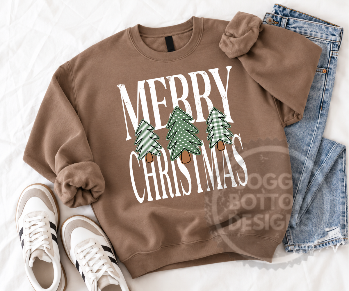 Merry Christmas Trio of Trees Tee or Sweatshirt