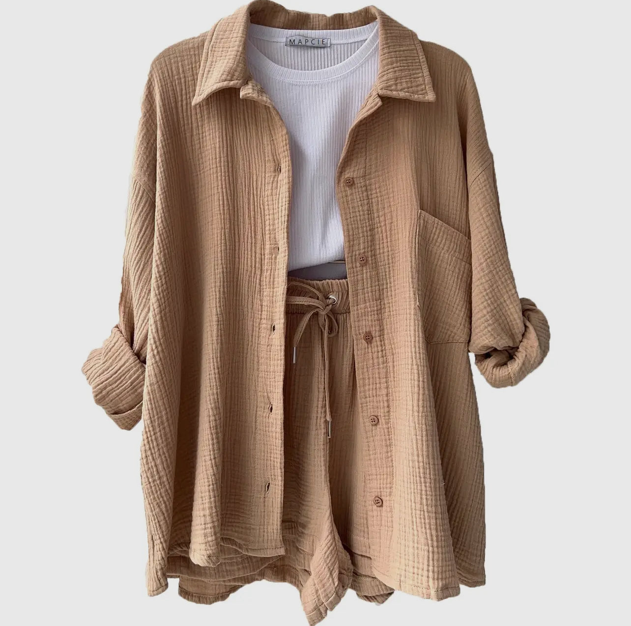 Long sleeve with short button up set