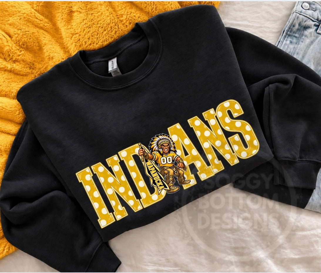 Wapanucka Indians Polka Dot Tee or Crewneck