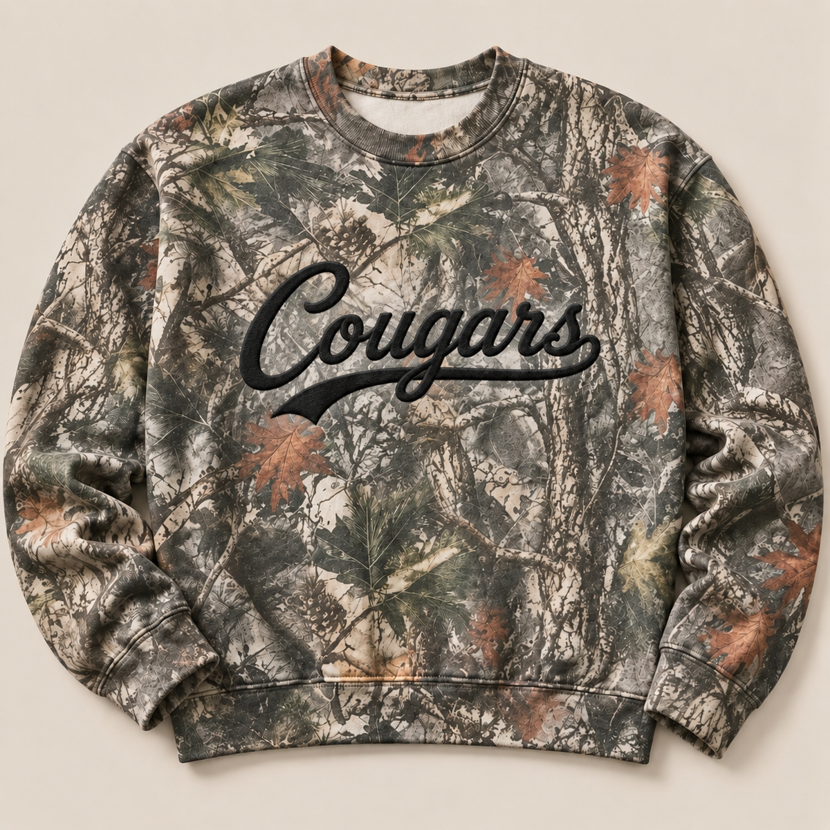Camo Cougars Script Crewneck