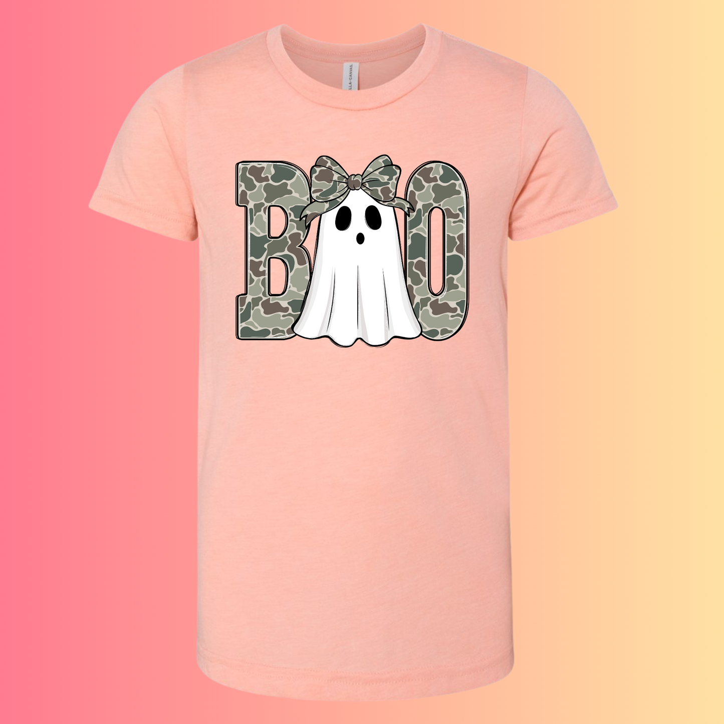 Camo BOO Ghost with Bow Tee