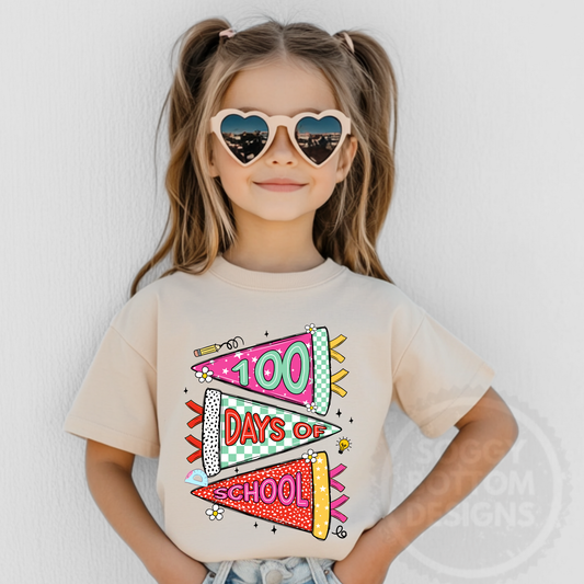 100 Days of School Pennant Flag Tee