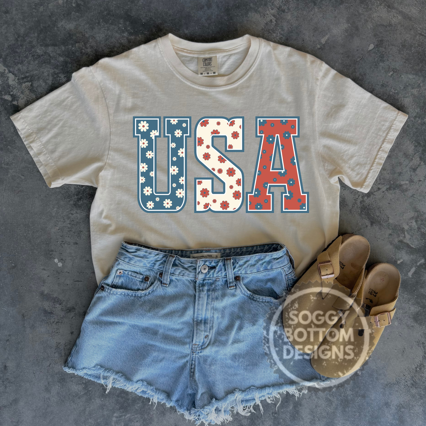 Retro Floral USA Tee