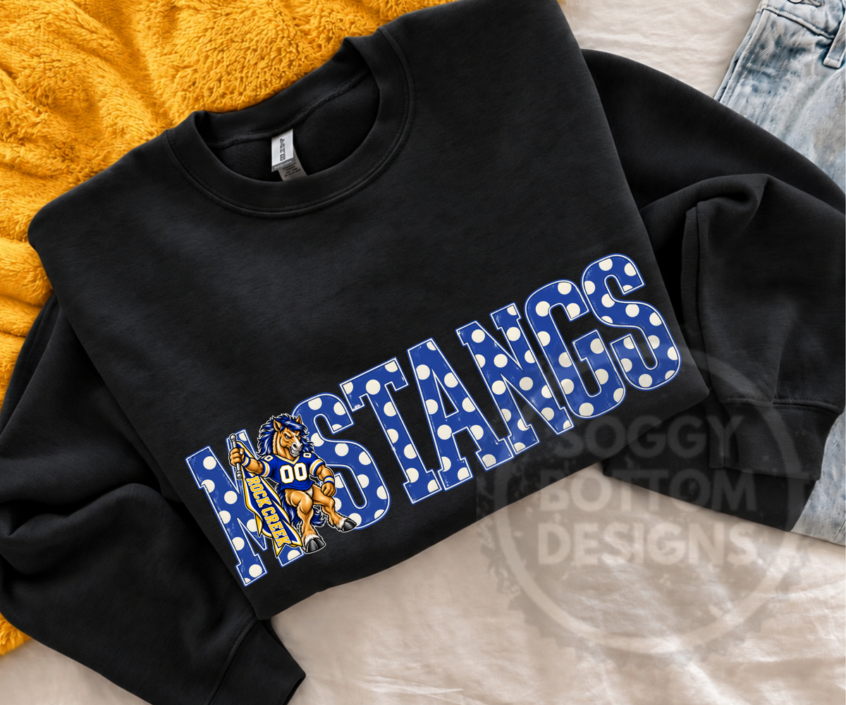 Rock Creek Mustangs Polka Dot Tee or Crewneck