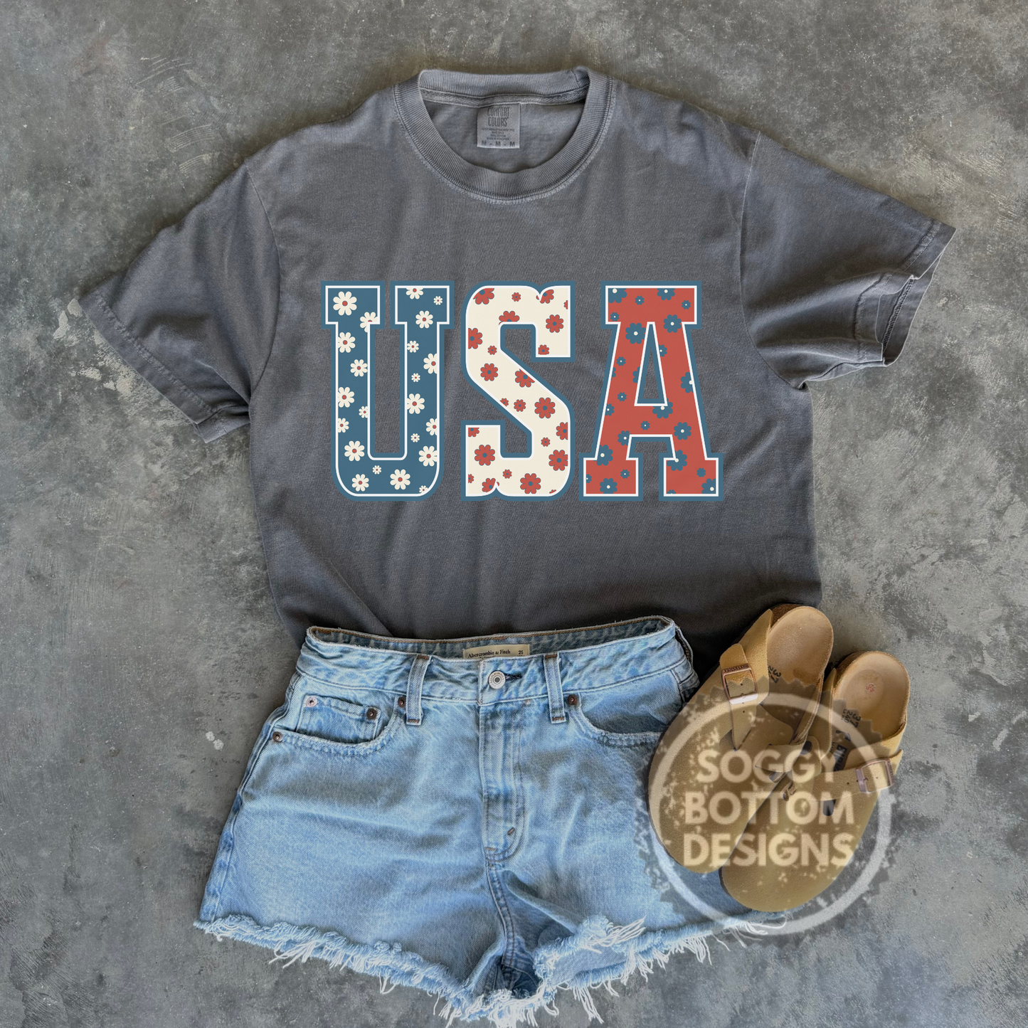Retro Floral USA Tee