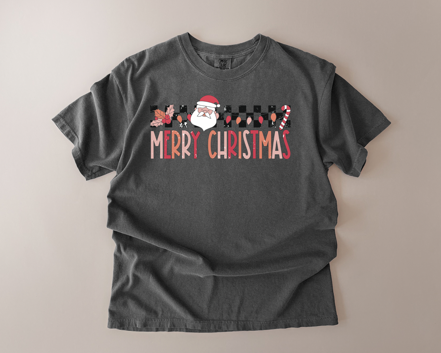 Santa Check Christmas Tee