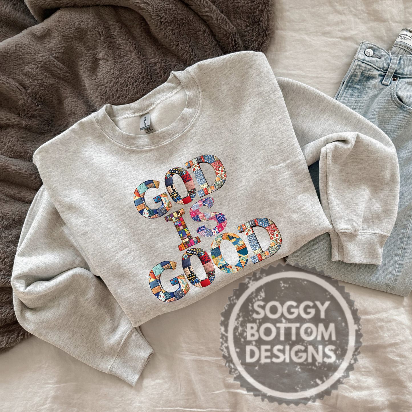 God is Good Quilt Sweatshirt