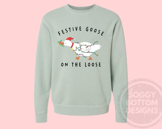 Festive Goose on the Loose Christmas Sweatshirt