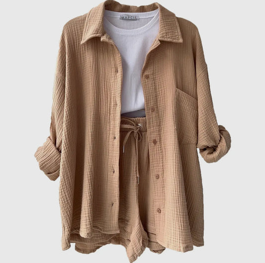 Long sleeve with short button up set