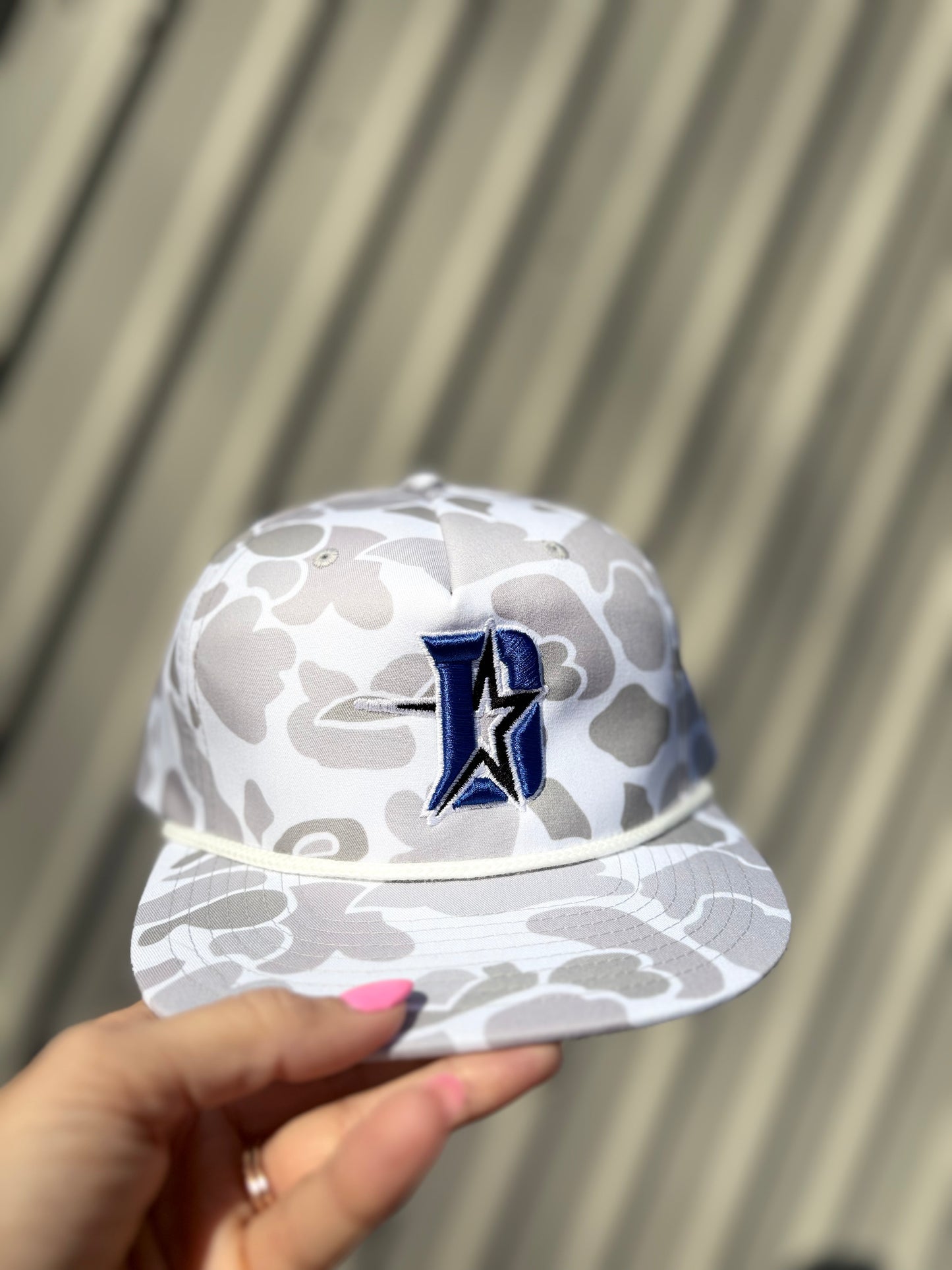 White Camo Rope Hat with team logo