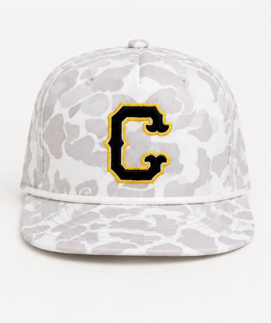 White Camo Rope Hat with Puff logo