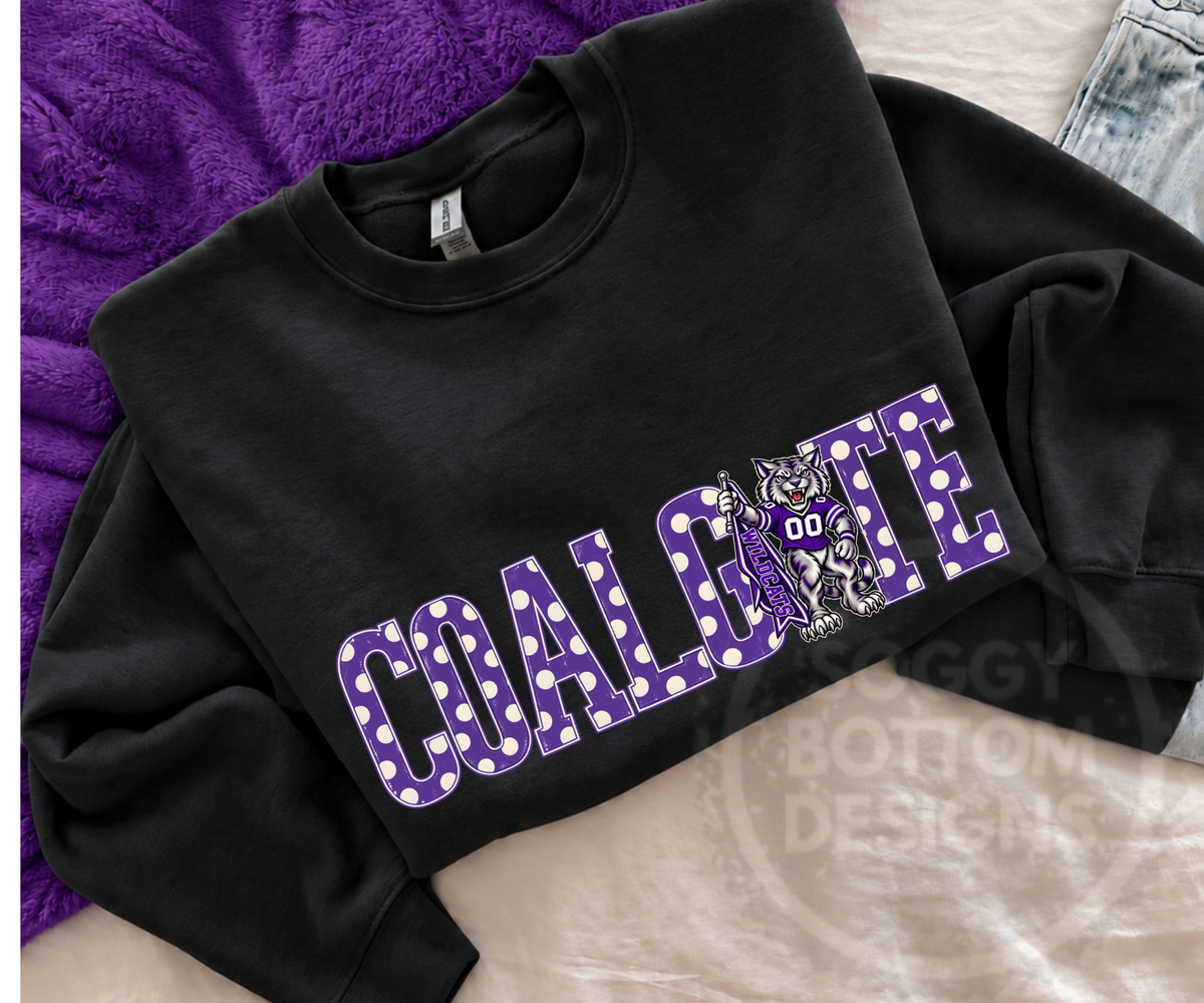 Coalgate Wildcats Polka Dot Tee or Crewneck