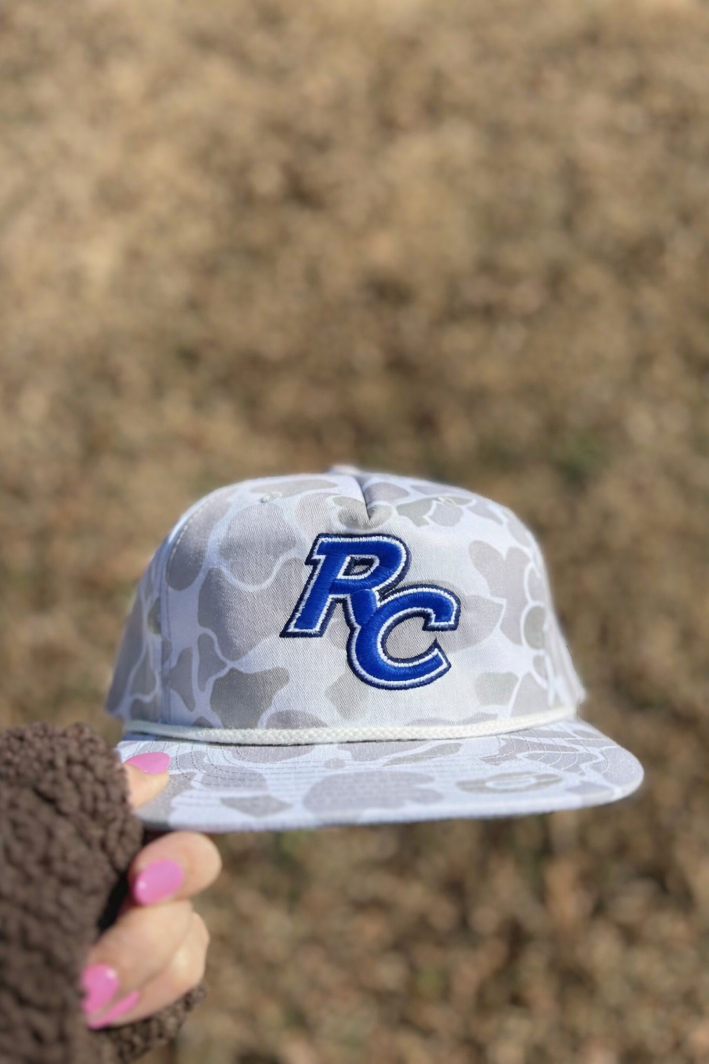 White Camo Rope Hat with team logo