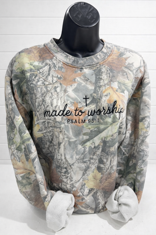 Made to Worship Camo Crewneck