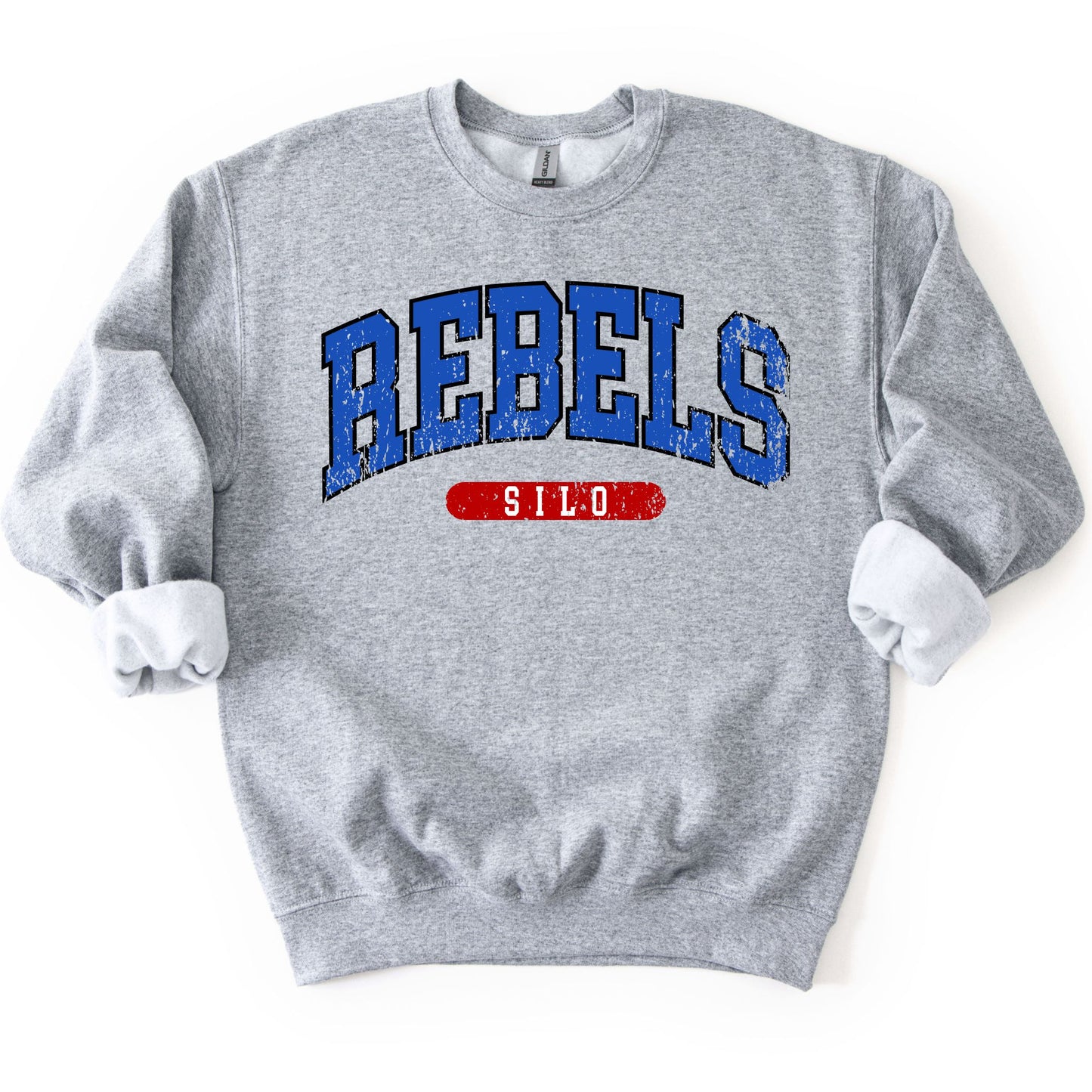 Silo Rebels Distressed Varsity Crewneck