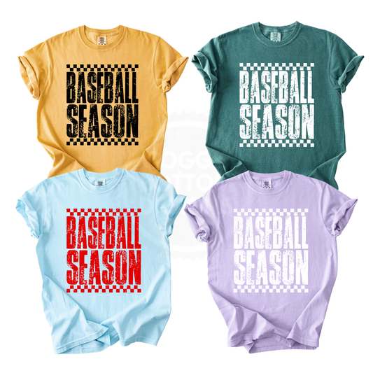 Checkered Baseball Season Tee