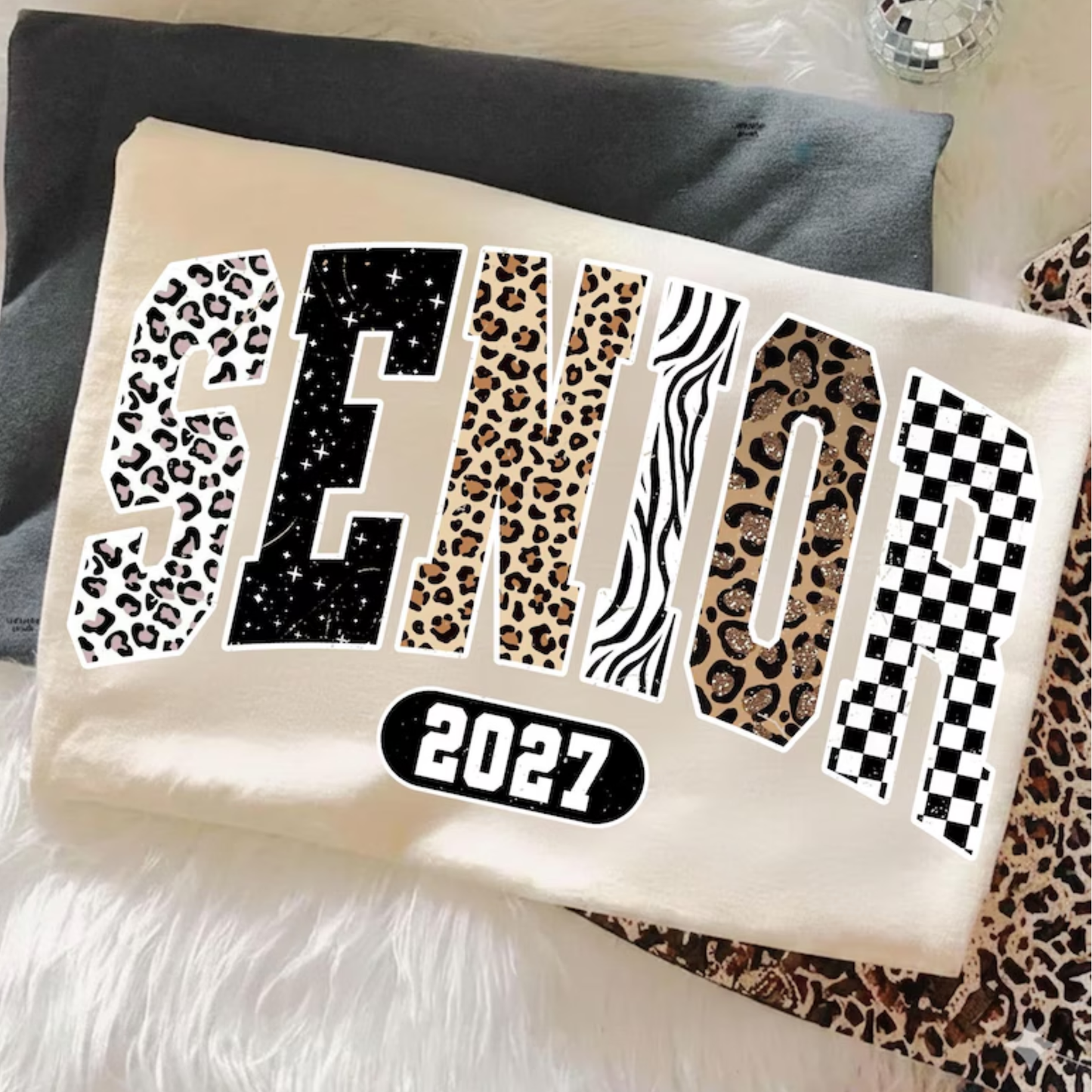 Senior 2027 Mixed Print Graphic Tee