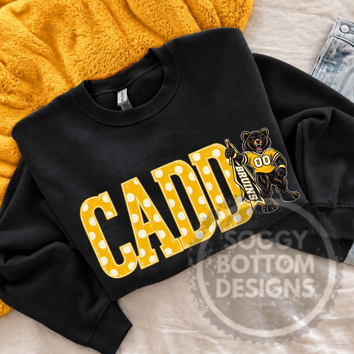 Caddo Bruins Polka Dot Tee or Crewneck
