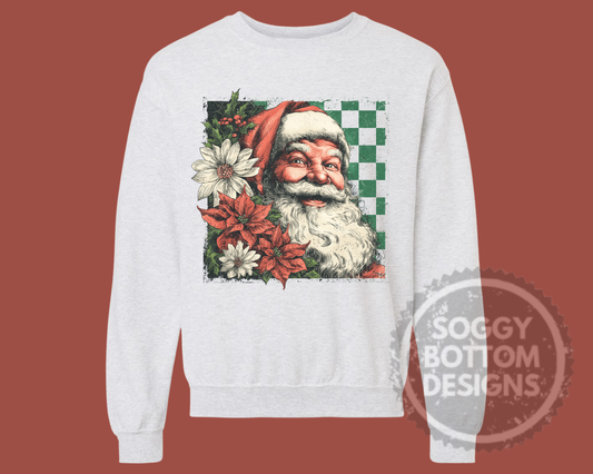Checkered Floral Santa GILDAN Sweatshirt