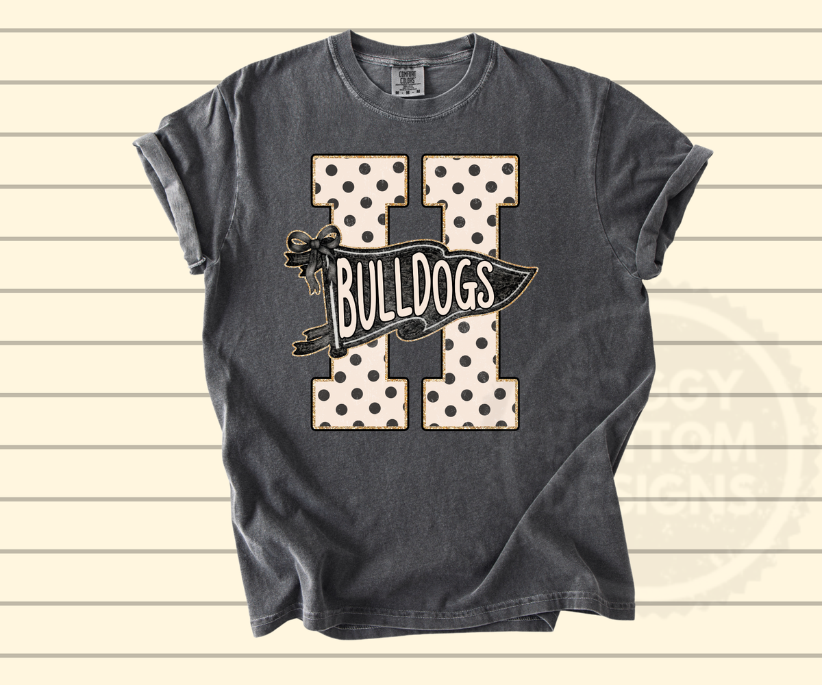 Custom School Spirit Polka Dot Letter & Mascot Pennant Tee