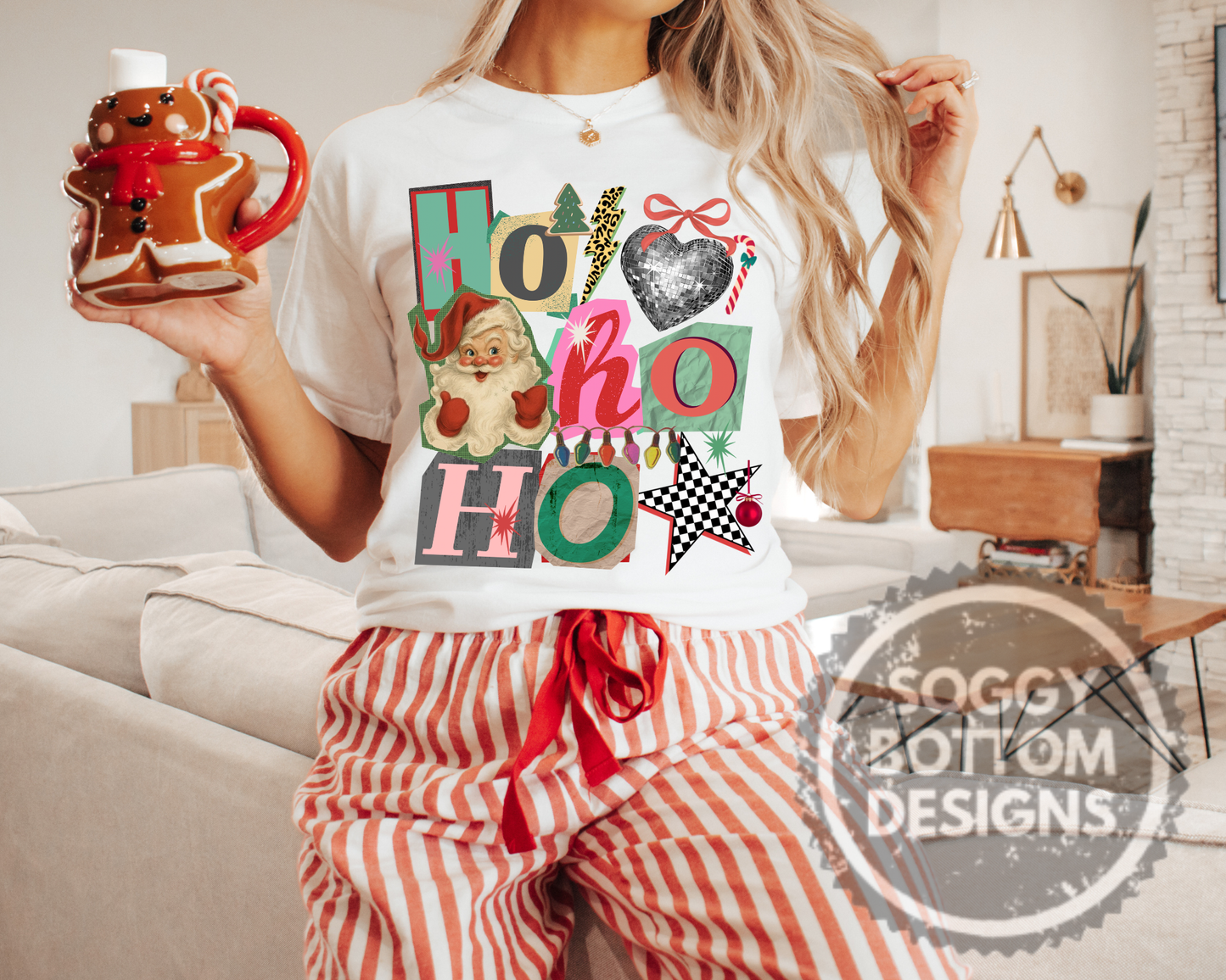 🎁 Retro Ho Ho Ho Christmas Collage Tee