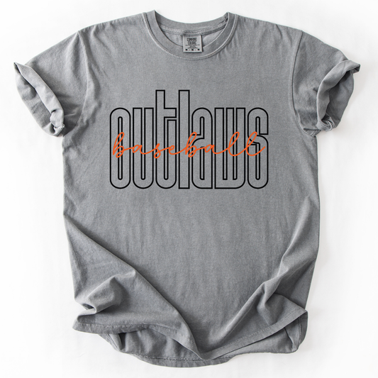 Outlaws Baseball Script Tee