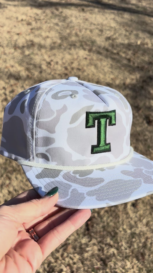 White Camo Rope Hat with team logo